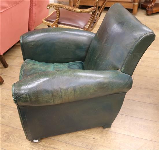 A 1930s leather armchair